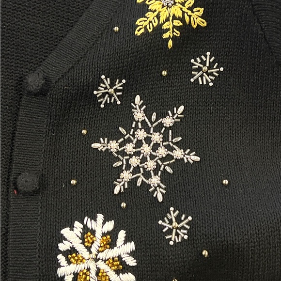 Vintage Victoria Jones Holiday Black Cardigan Sweater Size Small. - Picture 7 of 7